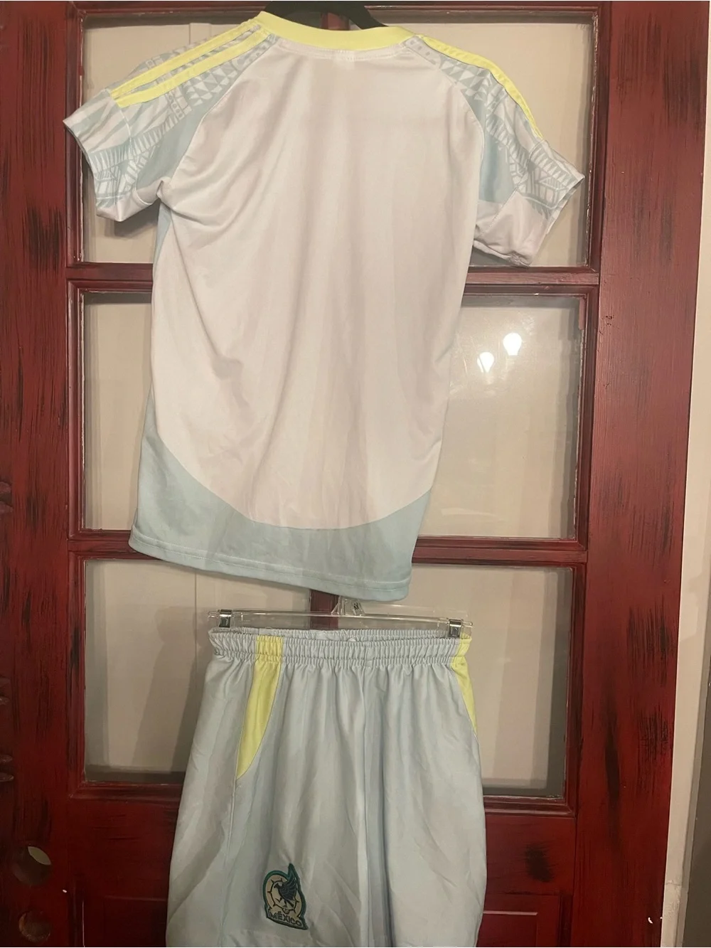 Kids size 12 Light Blue & Yellow Matching Sports Set - Mexico Graphic